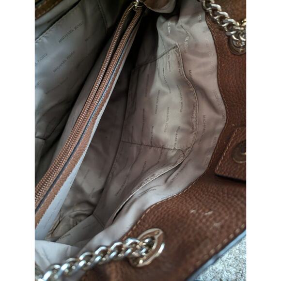 Michael Kors Jet Set Travel Bag Brown Purse Medium NS Chain Leather Satchel - Picture 11 of 14